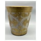 Venetian Design Italian Gold and Silver Tone Decorative Waste Basket