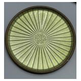 Set of 8 Vintage Green Enamel Coasters with Intricate Design