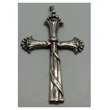 Vintage Danecraft Sterling Silver Cross Pendant Detailed Design