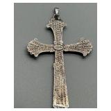 Vintage Danecraft Sterling Silver Cross Pendant Detailed Design