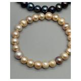 Set of 4 Fresh Water Pearl Bracelets in Mixed Colors Champagne & Plum