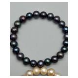 Set of 4 Fresh Water Pearl Bracelets in Mixed Colors Champagne & Plum