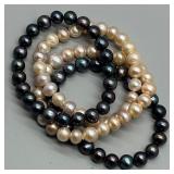 Set of 4 Fresh Water Pearl Bracelets in Mixed Colors Champagne & Plum