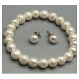 Fresh Water Pearl Necklace and Earring Set