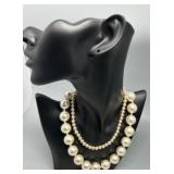 Set of 9 Elegant Faux Pearl Necklaces with Colored Accents