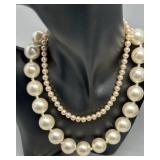 Set of 9 Elegant Faux Pearl Necklaces with Colored Accents