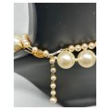 Set of 9 Elegant Faux Pearl Necklaces with Colored Accents