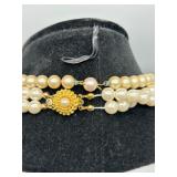 Set of 9 Elegant Faux Pearl Necklaces with Colored Accents