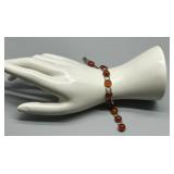 Vintage Sterling Silver and Carnelian Link Bracelet