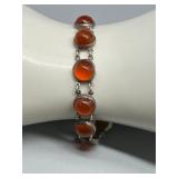 Vintage Sterling Silver and Carnelian Link Bracelet