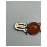 Vintage Sterling Silver and Carnelian Link Bracelet