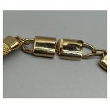 RARE 1980s Runway Elegant Gold-Tone Mesh Necklace with Black Enamel Accents by Ginnie Johanson