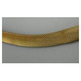 RARE 1980s Runway Elegant Gold-Tone Mesh Necklace with Black Enamel Accents by Ginnie Johanson