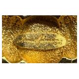 RARE 1980s Runway Elegant Gold-Tone Mesh Necklace with Black Enamel Accents by Ginnie Johanson