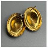 Vintage Monet Chunky Runway Set Gold-Tone Necklace and Earrings Set