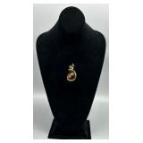 Vintage 70s Artisan Created BRUTALIST Bronze and Agate Pendant with Abstract Design