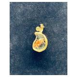 Vintage 70s Artisan Created BRUTALIST Bronze and Agate Pendant with Abstract Design