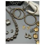 Collection of Vintage Costume Jewelry Assorted Necklaces, Earrings and Bangles