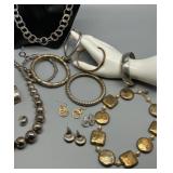 Collection of Vintage Costume Jewelry Assorted Necklaces, Earrings and Bangles