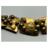 Vintage 70s Artisan Designed BRUTALIST Brass Bracelet with Unique Textured Design
