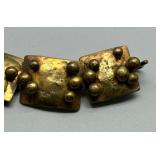 Vintage 70s Artisan Designed BRUTALIST Brass Bracelet with Unique Textured Design