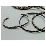 Vintage & Antique Set of 15 Sterling Silver Bangle Bracelets - Various Designs