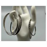 Vintage & Antique Set of 15 Sterling Silver Bangle Bracelets - Various Designs