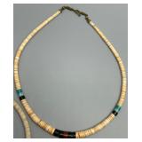 Set of 5 Vintage Domingo Heishi, Jade, Pipestone & Puka Beaded Necklaces Native American Style