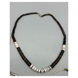 Set of 5 Vintage Domingo Heishi, Jade, Pipestone & Puka Beaded Necklaces Native American Style
