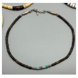 Set of 5 Vintage Domingo Heishi, Jade, Pipestone & Puka Beaded Necklaces Native American Style