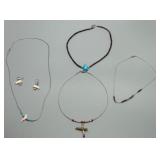 Collection of Native American Style Jewelry Liquid Silver With Charms & Heishi Beads