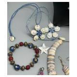 Assorted Handcrafted Natural and beaded Jewelry Collection Containing Necklaces, Bracelets, and Earrings