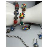 Assorted Artisan Handmade Glass Beaded Jewelry Collection - Necklaces, Bracelets, Earrings