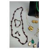 Collection of Vintage Jewelry: Necklaces, Earrings, Artistic Pendants Jade, Glass, Pearls & More