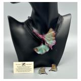 Natural Creations Ginkgo Leaf Necklace and Earrings Set