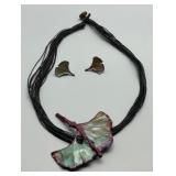 Natural Creations Ginkgo Leaf Necklace and Earrings Set