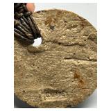 Artisan Ceramic Necklace with Fish Pendant and Braided Cord Signed Caffrey by Artist