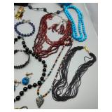 Collection of Seed Beaded Necklaces, Bracelets, and Earrings - 16 Pieces Including Freshwater Pearls, Onyx, Artisan glass & More