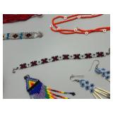 American Indian Handmade Seed Beads Jewelry Pieces - Necklaces, Bracelets, Earrings