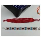 American Indian Handmade Seed Beads Jewelry Pieces - Necklaces, Bracelets, Earrings