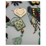 Collection of Artisan Skilled Needlecraft, Beaded and Embroidered Jewelry Necklaces