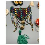 Collection of Artisan Skilled Needlecraft, Beaded and Embroidered Jewelry Necklaces
