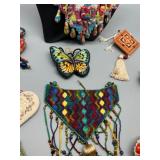 Collection of Artisan Skilled Needlecraft, Beaded and Embroidered Jewelry Necklaces