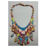 Collection of Artisan Skilled Needlecraft, Beaded and Embroidered Jewelry Necklaces
