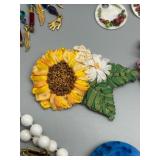 Vibrant Collection of Handmade Wood Beaded Jewelry and Fabric Brooches