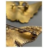 Set of 2 Vintage Florenza Butterfly Brooches with Enamel Designs