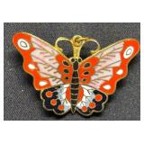 Set of 2 Vintage Florenza Butterfly Brooches with Enamel Designs