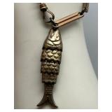 Antique Articulated Fish Charm Bracelet