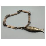 Antique Articulated Fish Charm Bracelet
