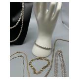 Assorted Collection of Gold and Silver Tone Necklaces and Bracelets including Monet and Kremenz